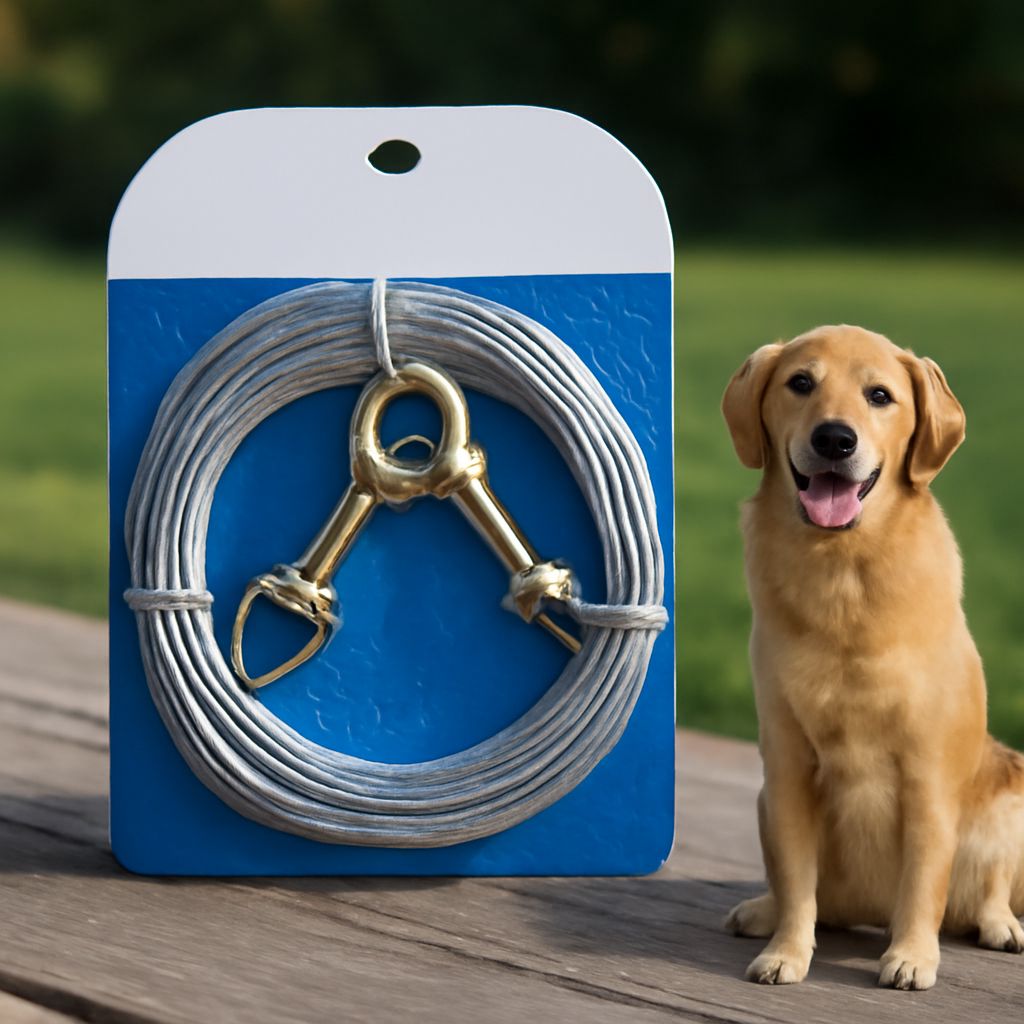 Heavy duty dog chain and dog tie out chain in use