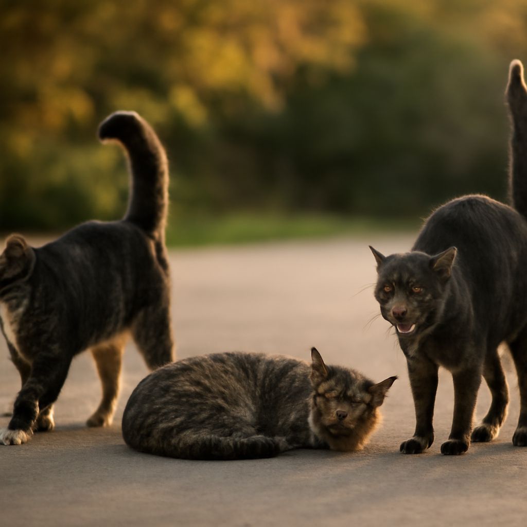 A guide to feline body signals and a chart of cat postures for interpreting behavior in context.
