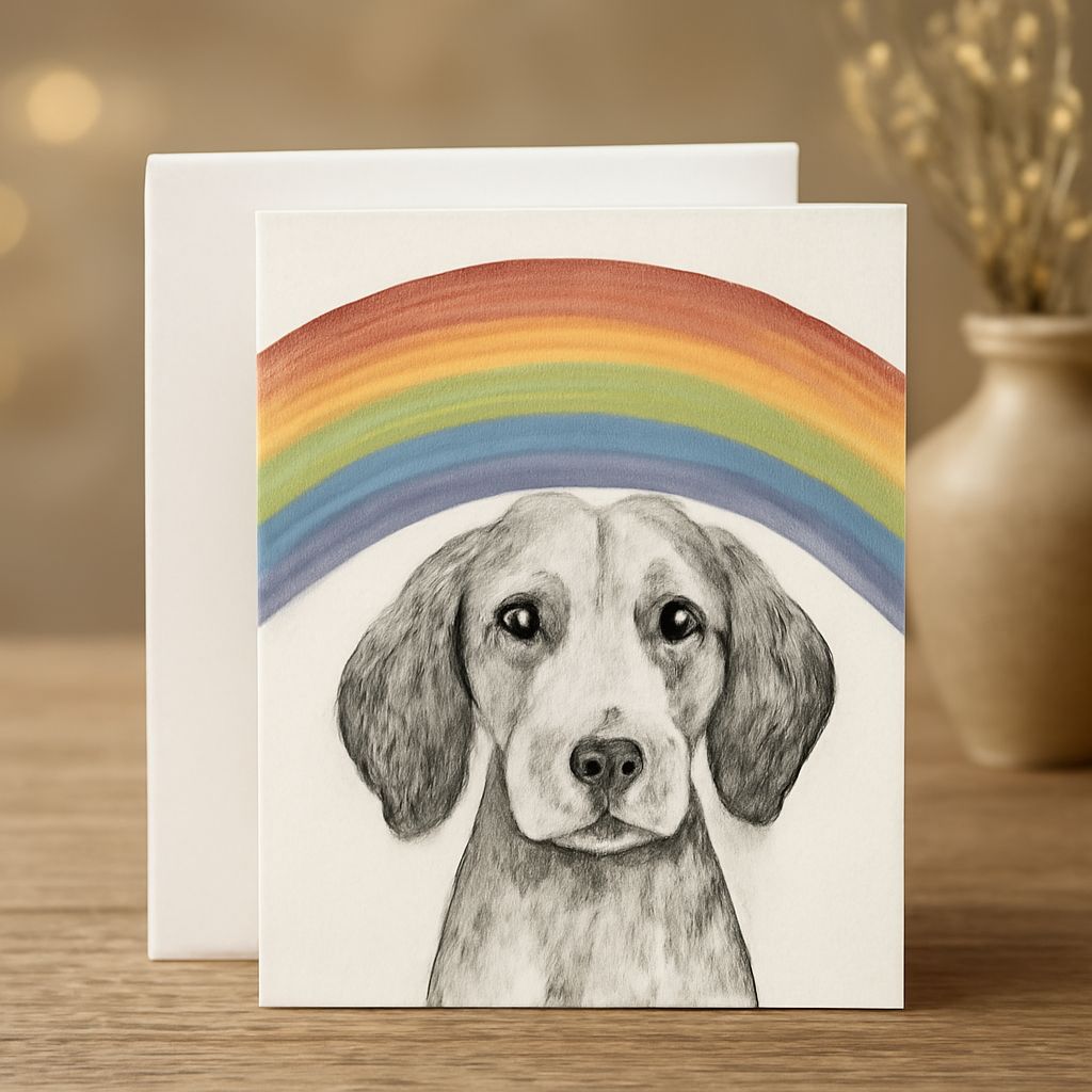 Pet sympathy card and rainbow bridge pet loss